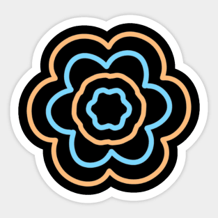 Orange and light blue flower Sticker